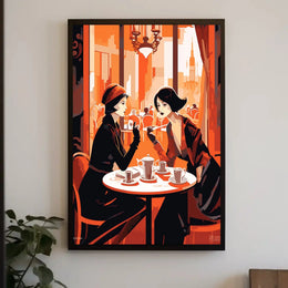 Elegant Women Café Scene Art Deco Cultural Heritage Poster PosterGoat
