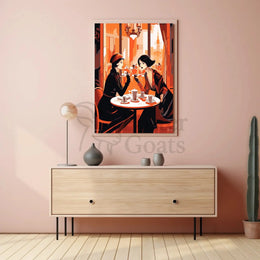 Elegant Women Café Scene Art Deco Cultural Heritage Poster PosterGoat