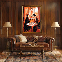 Elegant Women Café Scene Art Deco Cultural Heritage Poster PosterGoat