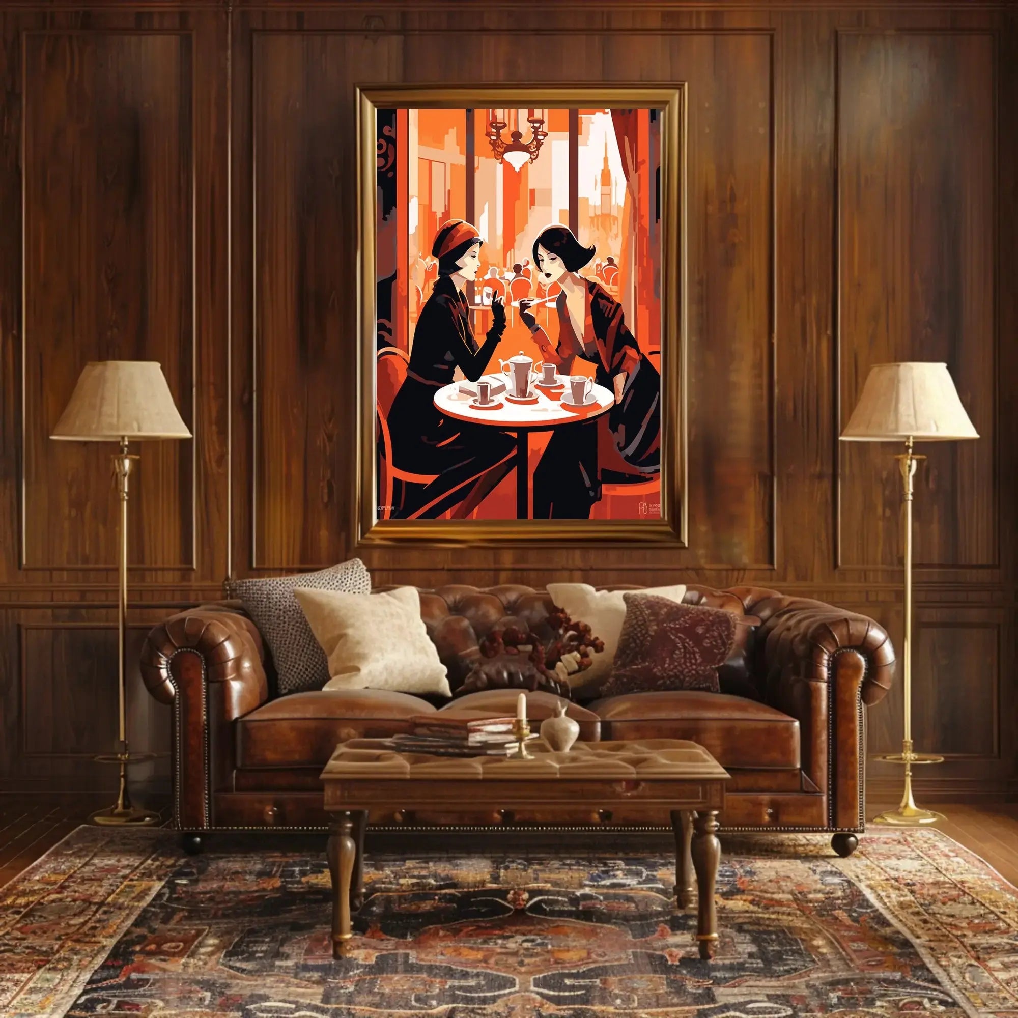 Elegant Women Café Scene Art Deco Cultural Heritage Poster PosterGoat