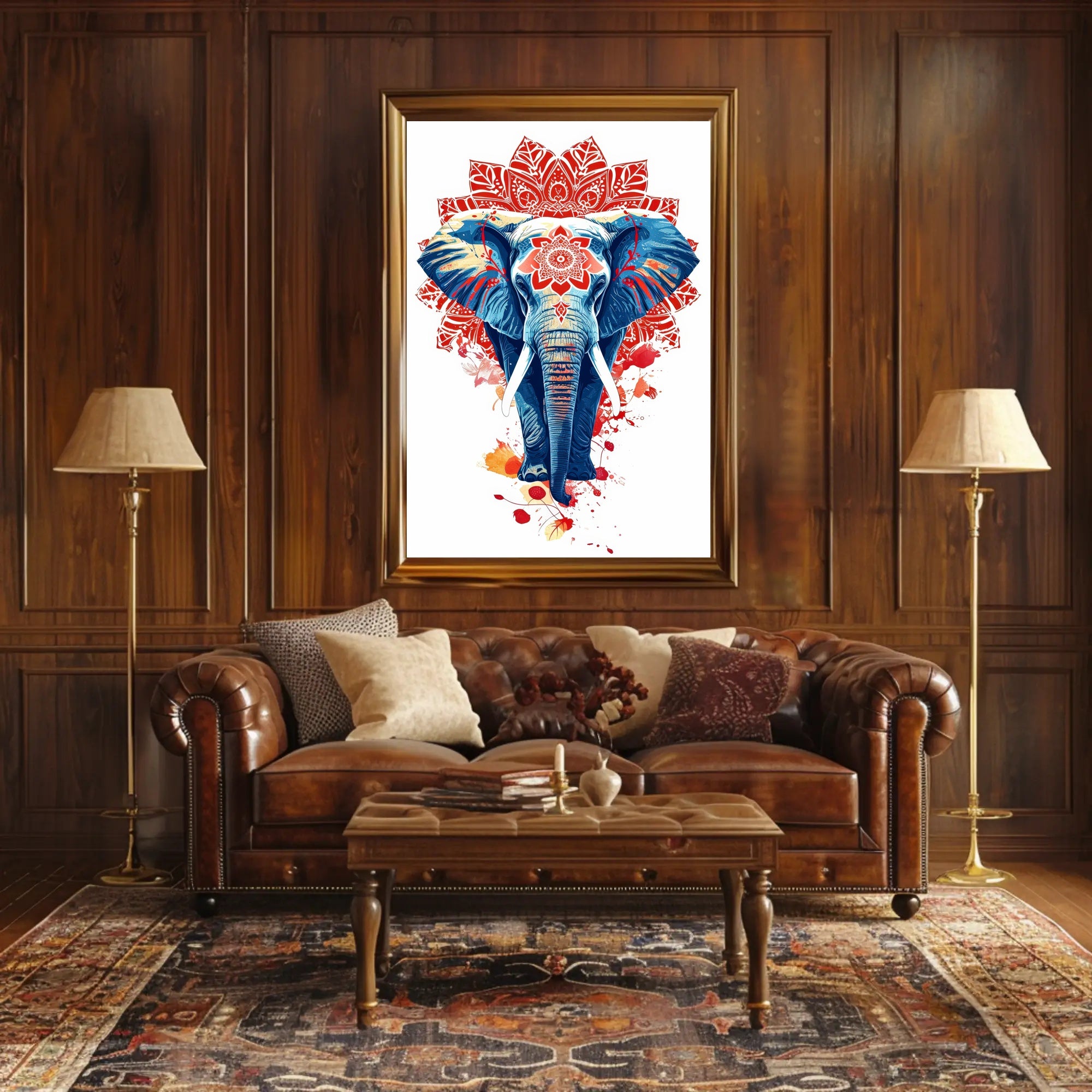Elephant Mandala Art: Vibrant Abstract or Artistic Poster PosterGoat