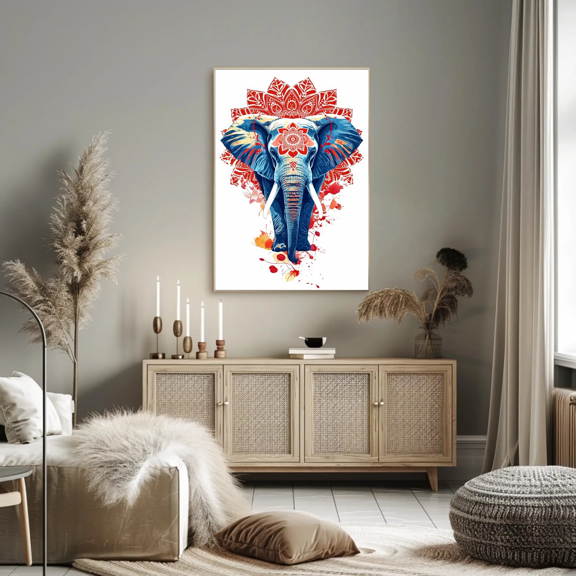 Elephant Mandala Art: Vibrant Abstract or Artistic Poster PosterGoat