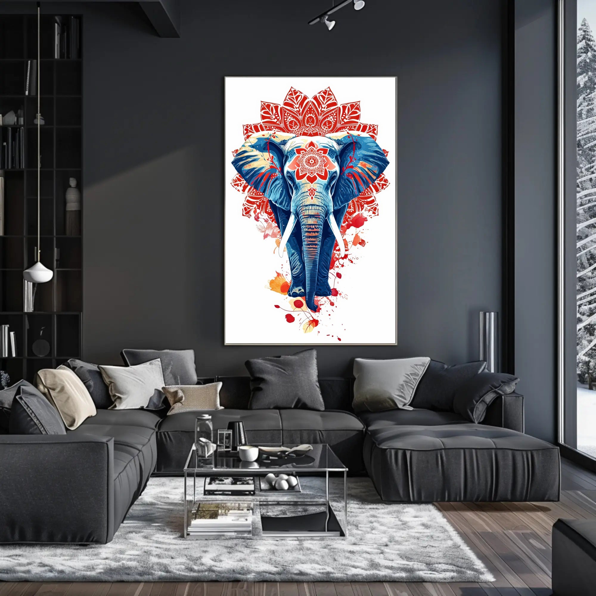 Elephant Mandala Art: Vibrant Abstract or Artistic Poster PosterGoat