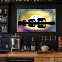 Elephant Silhouette Scenery Animal Poster PosterGoat