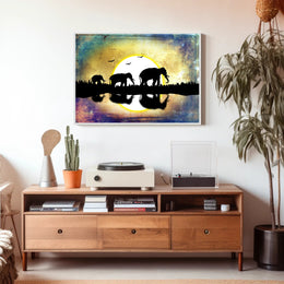 Elephant Silhouette Scenery Animal Poster PosterGoat