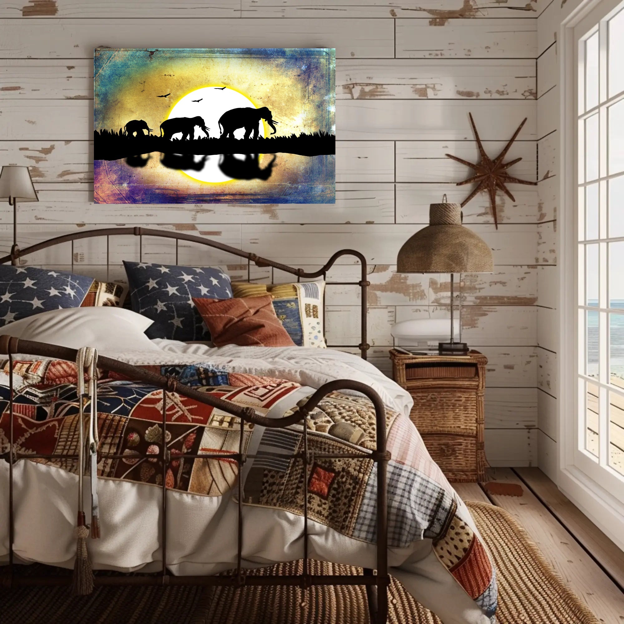Elephant Silhouette Scenery Animal Poster PosterGoat