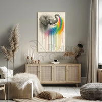 Elephant Spouting Rainbow Surrealistic Artistic Animal Poster PosterGoat
