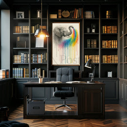 Elephant Spouting Rainbow Surrealistic Artistic Animal Poster PosterGoat