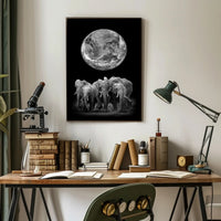 Elephants and Earth in Monochrome Animal Poster PosterGoat
