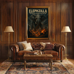 Elephzilla Colossal Elephant Poster Art Print PosterGoat