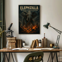 Elephzilla Colossal Elephant Poster Art Print PosterGoat