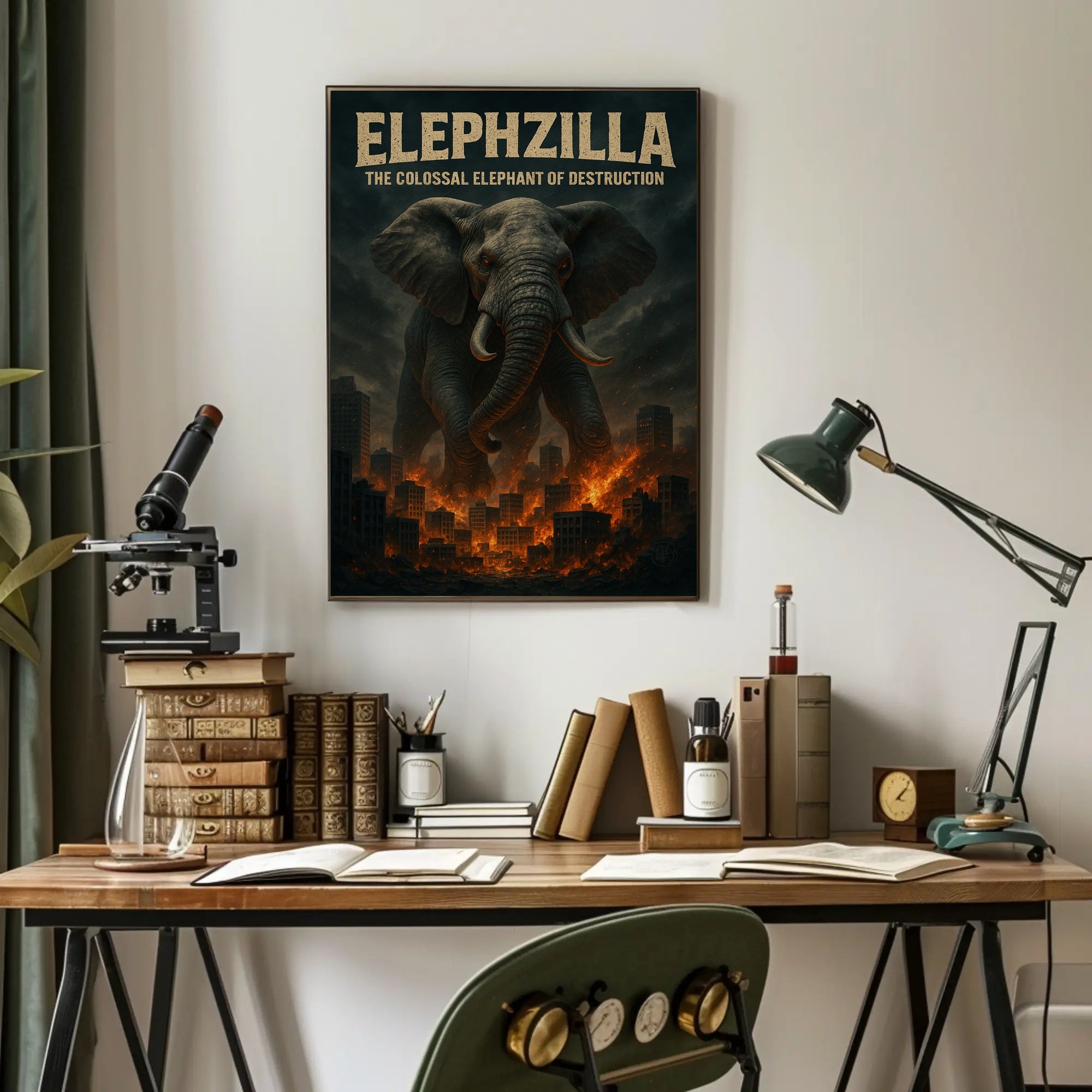 Elephzilla Colossal Elephant Poster Art Print PosterGoat