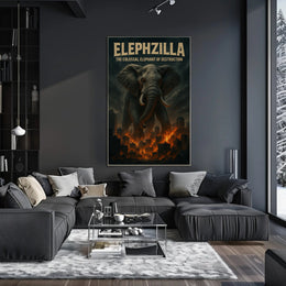 Elephzilla Colossal Elephant Poster Art Print PosterGoat