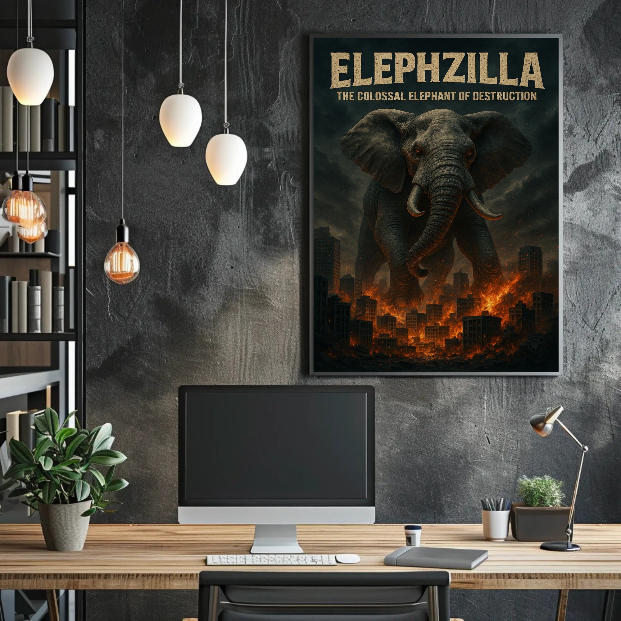 Elephzilla Colossal Elephant Poster Art Print PosterGoat