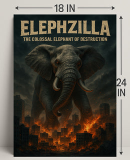 Elephzilla Colossal Elephant Poster Art Print PosterGoat