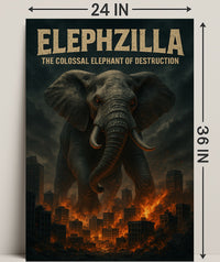 Elephzilla Colossal Elephant Poster Art Print PosterGoat