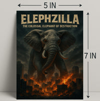 Elephzilla Colossal Elephant Poster Art Print PosterGoat