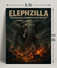 Elephzilla Colossal Elephant Poster Art Print PosterGoat