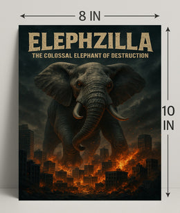Elephzilla Colossal Elephant Poster Art Print PosterGoat