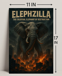 Elephzilla Colossal Elephant Poster Art Print PosterGoat