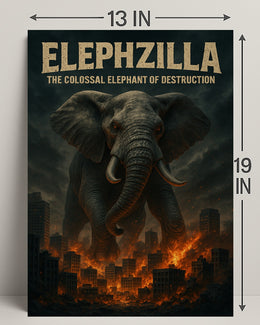 Elephzilla Colossal Elephant Poster Art Print PosterGoat