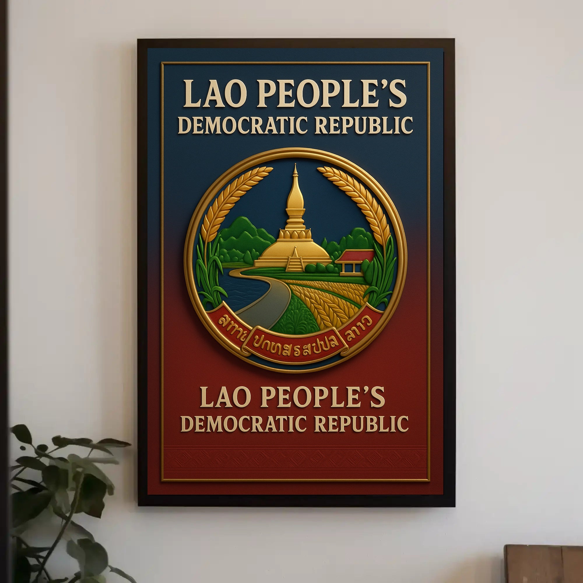 Emblem of the Lao Peoples Democratic Republic Poster PosterGoat