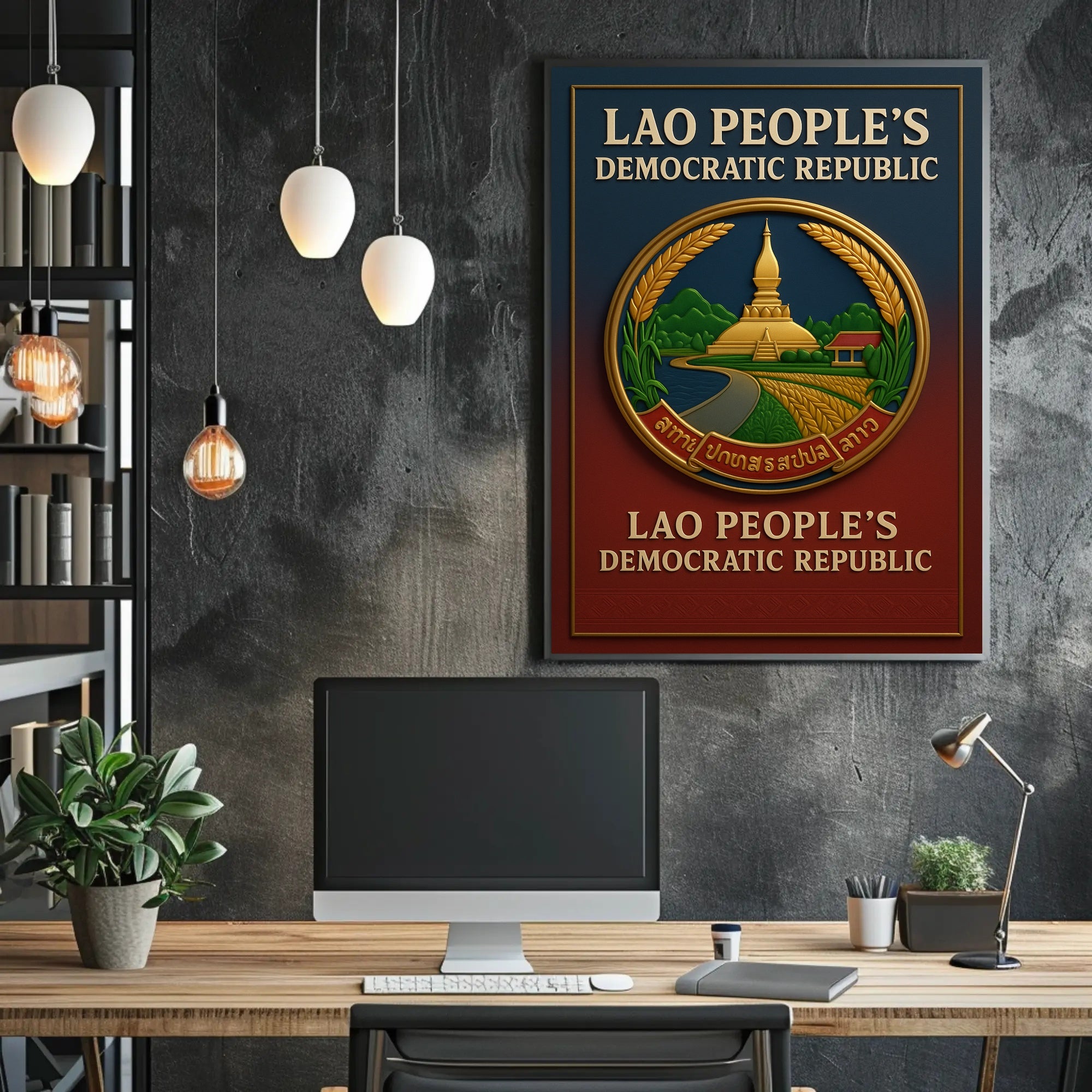 Emblem of the Lao Peoples Democratic Republic Poster PosterGoat