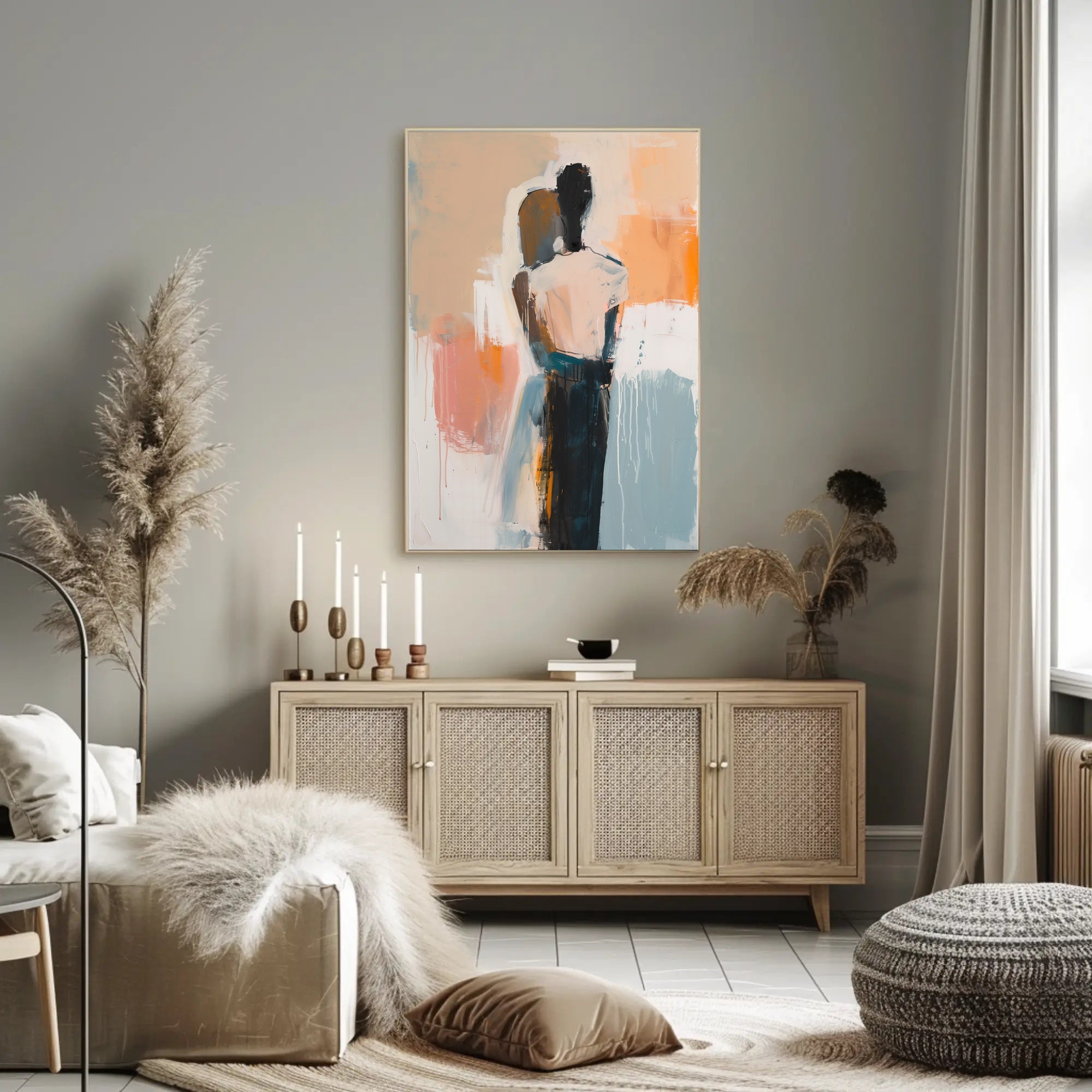 Embracing Figures in Fluid Motion Abstract or Artistic Poster PosterGoat