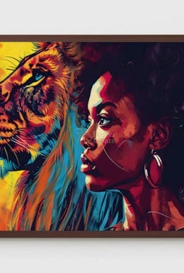 Empowered Woman Lion Portrait Artistic Poster PosterGoat