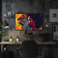 Empowered Woman Lion Portrait Artistic Poster PosterGoat