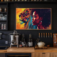 Empowered Woman Lion Portrait Artistic Poster PosterGoat