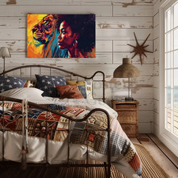 Empowered Woman Lion Portrait Artistic Poster PosterGoat