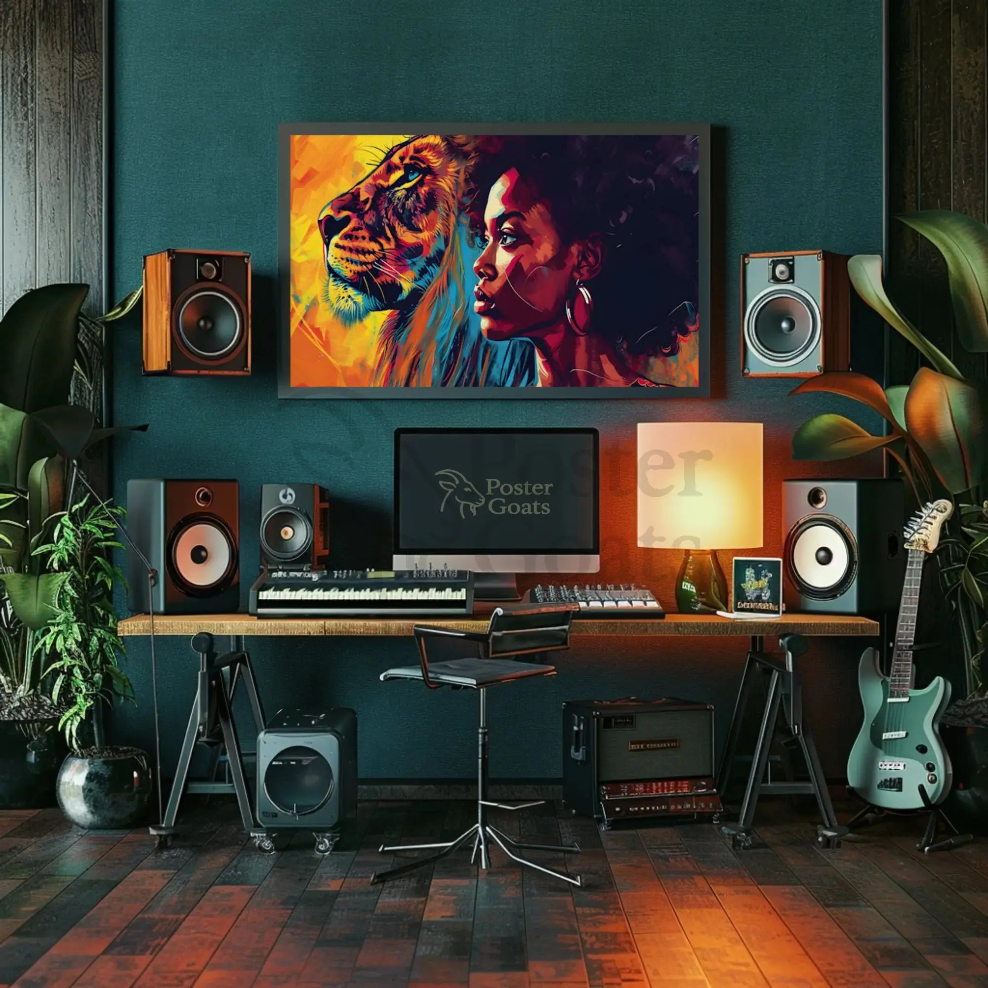 Empowered Woman Lion Portrait Artistic Poster PosterGoat