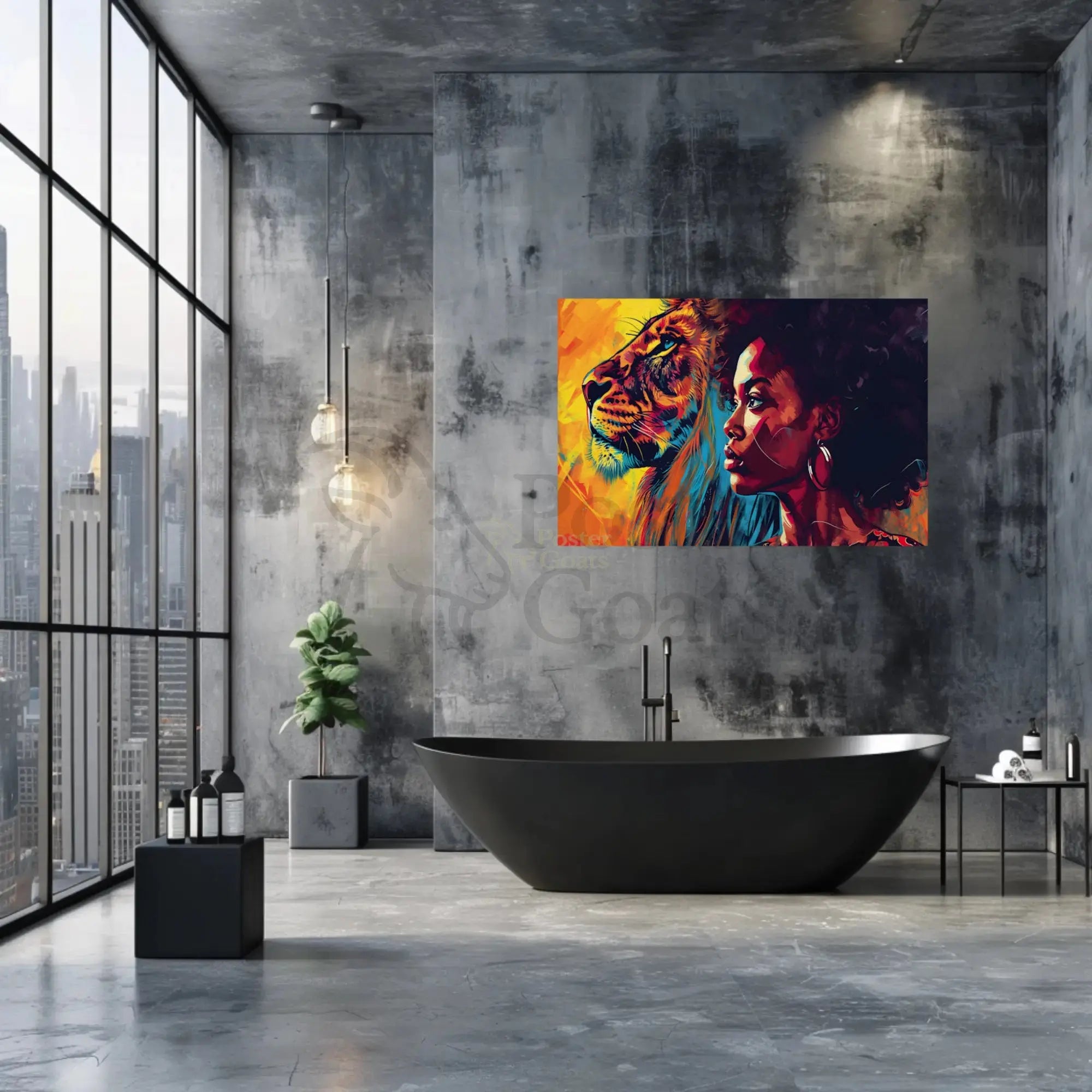 Empowered Woman Lion Portrait Artistic Poster PosterGoat