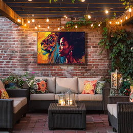Empowered Woman Lion Portrait Artistic Poster PosterGoat