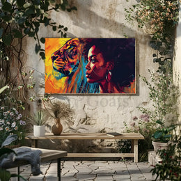 Empowered Woman Lion Portrait Artistic Poster PosterGoat