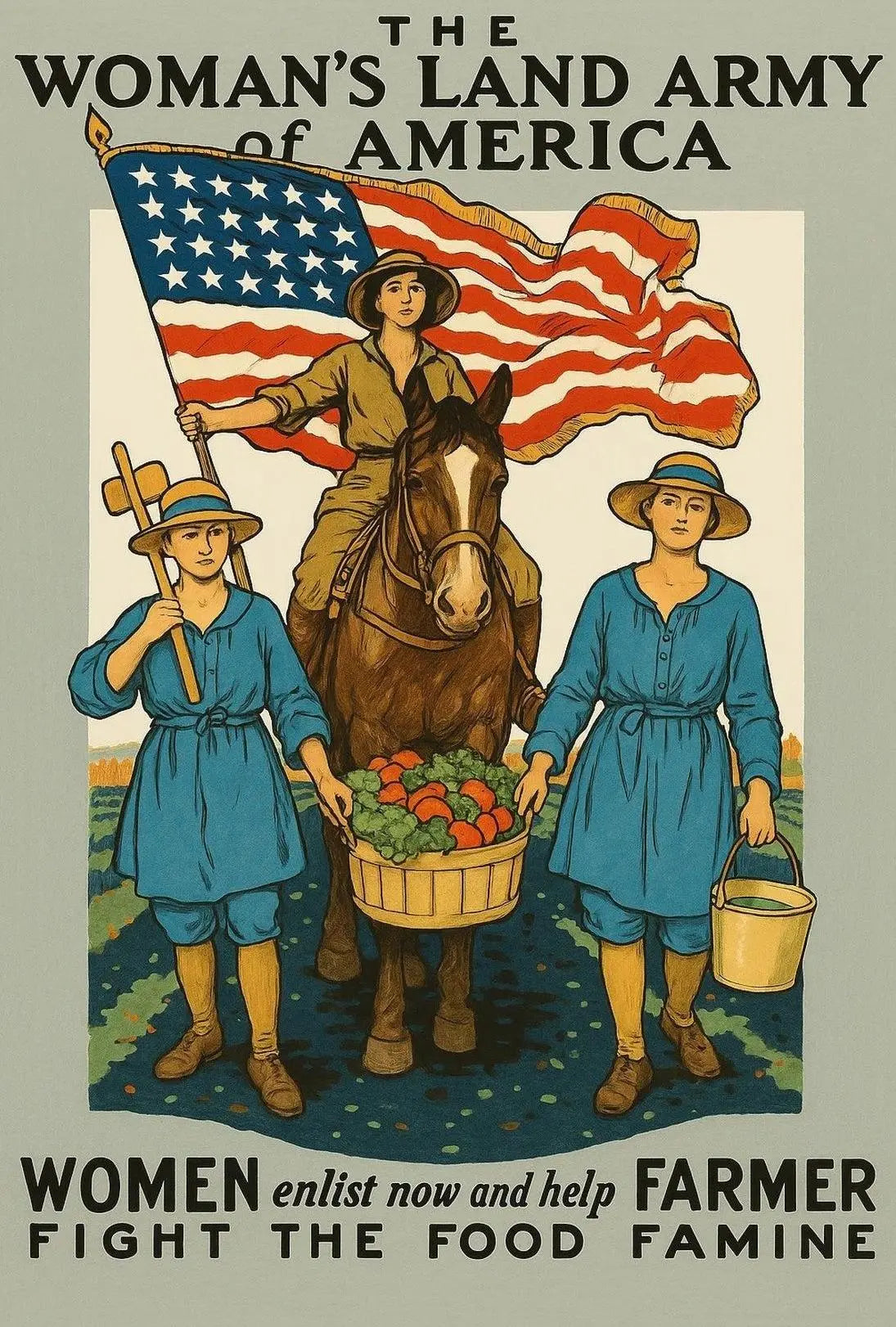 Empowering Women in Agriculture: Vintage WWI Propaganda Poster PosterGoat