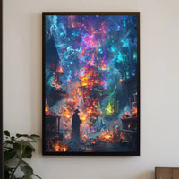 Enchanted Alchemist Wizard in Mystical City Fantasy Poster PosterGoat