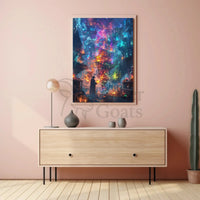 Enchanted Alchemist Wizard in Mystical City Fantasy Poster PosterGoat