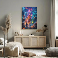 Enchanted Alchemist Wizard in Mystical City Fantasy Poster PosterGoat