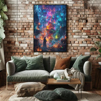 Enchanted Alchemist Wizard in Mystical City Fantasy Poster PosterGoat