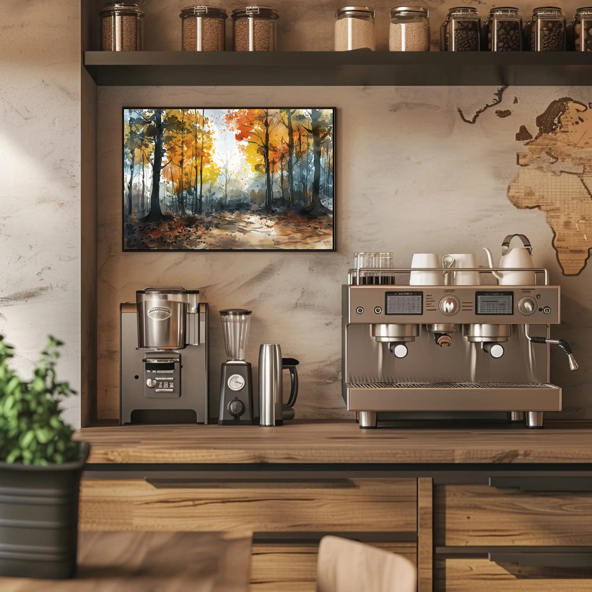 Enchanted Autumn Forest Watercolor Artistic Poster PosterGoat