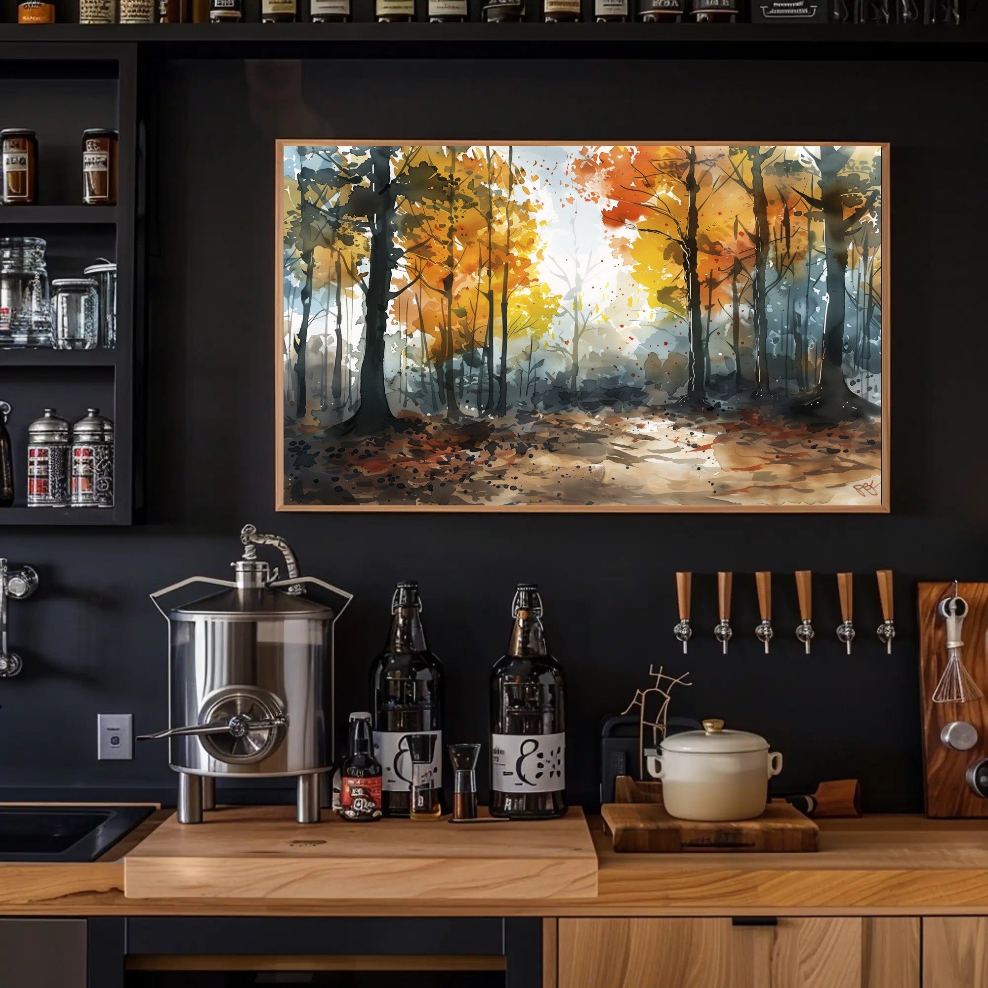 Enchanted Autumn Forest Watercolor Artistic Poster PosterGoat