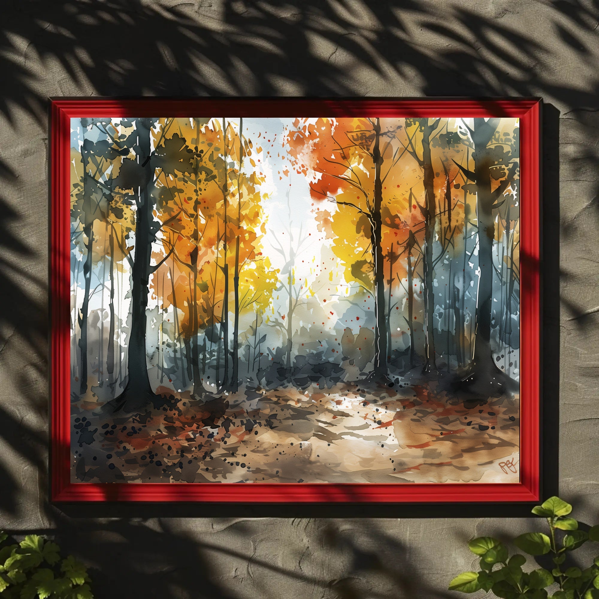 Enchanted Autumn Forest Watercolor Artistic Poster PosterGoat