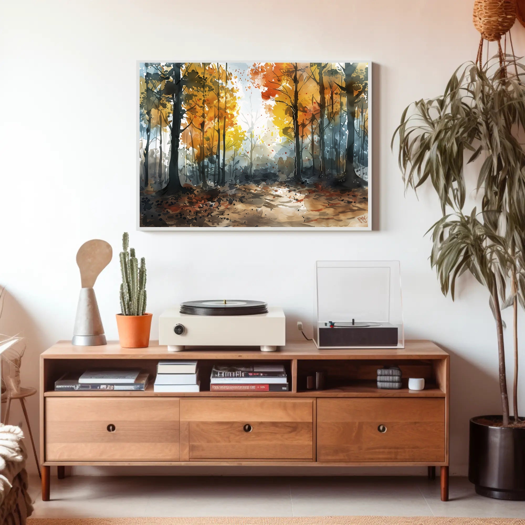 Enchanted Autumn Forest Watercolor Artistic Poster PosterGoat