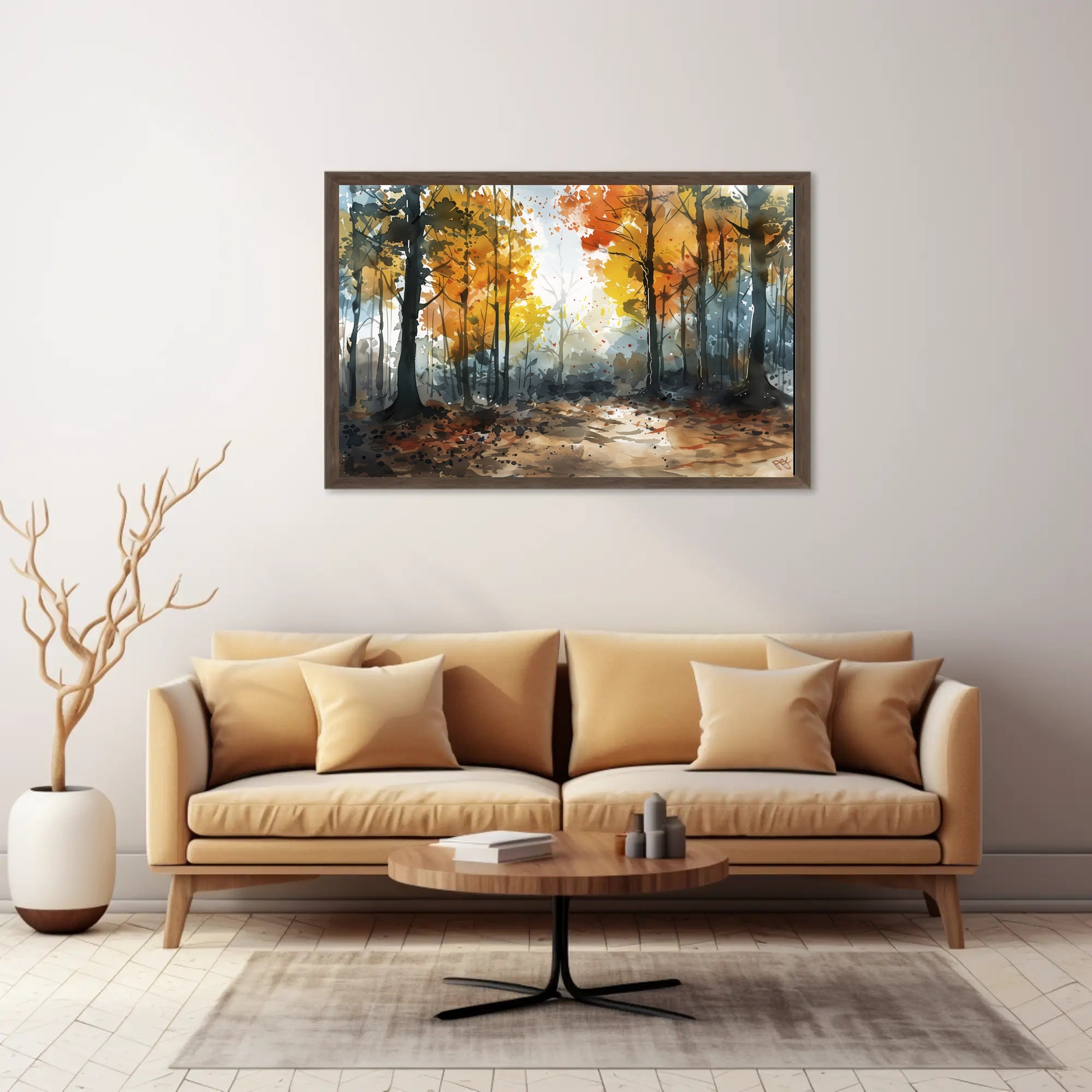 Enchanted Autumn Forest Watercolor Artistic Poster PosterGoat