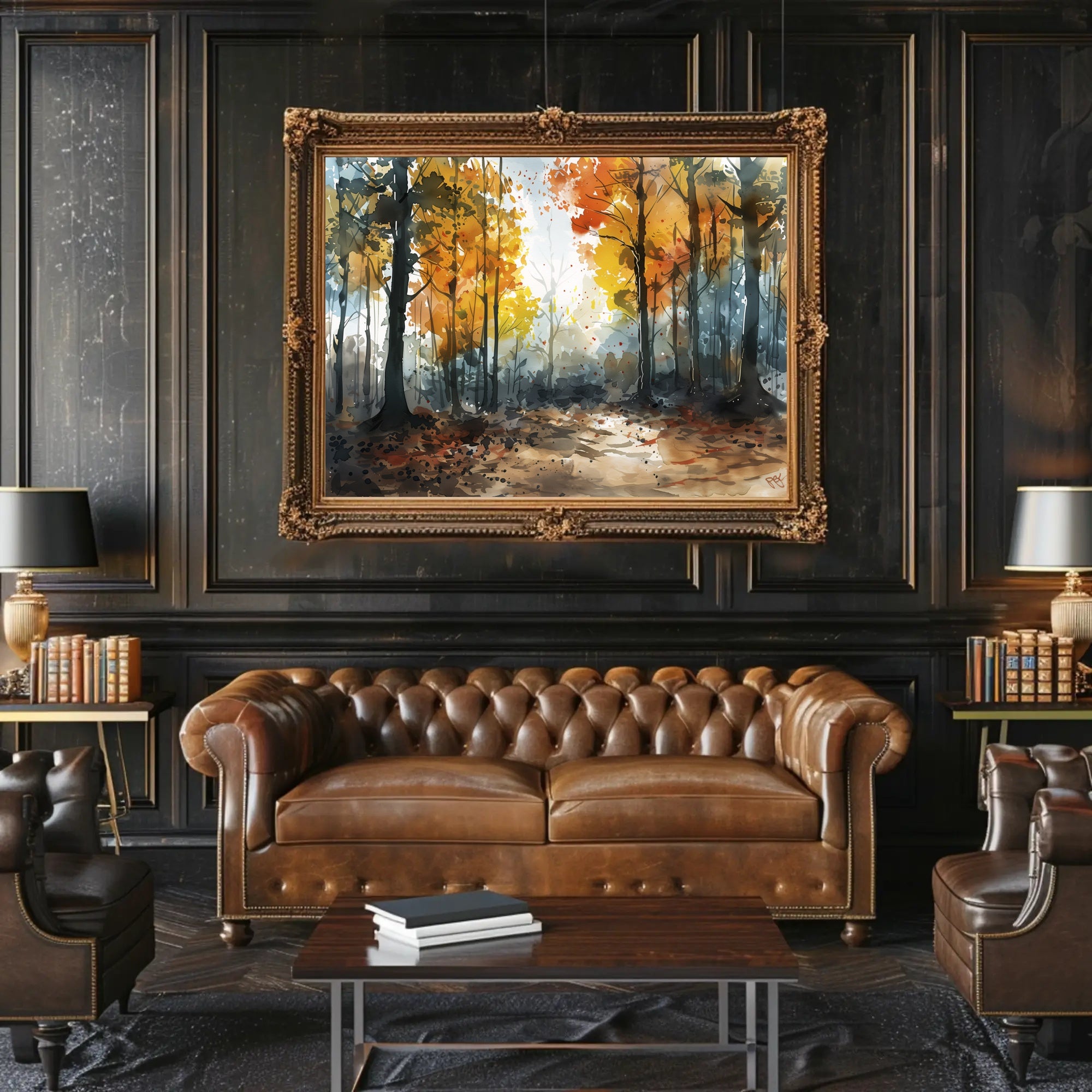 Enchanted Autumn Forest Watercolor Artistic Poster PosterGoat