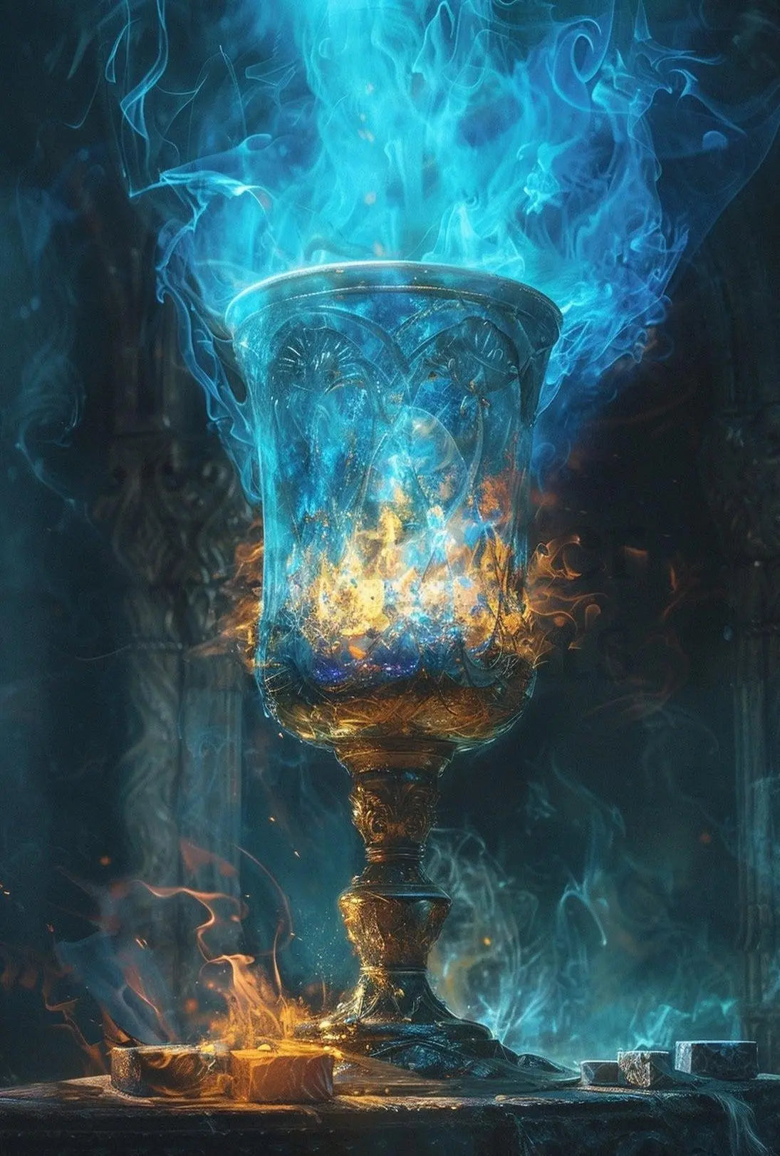 Enchanted Chalice of Flames Fantasy Adventure Poster PosterGoat