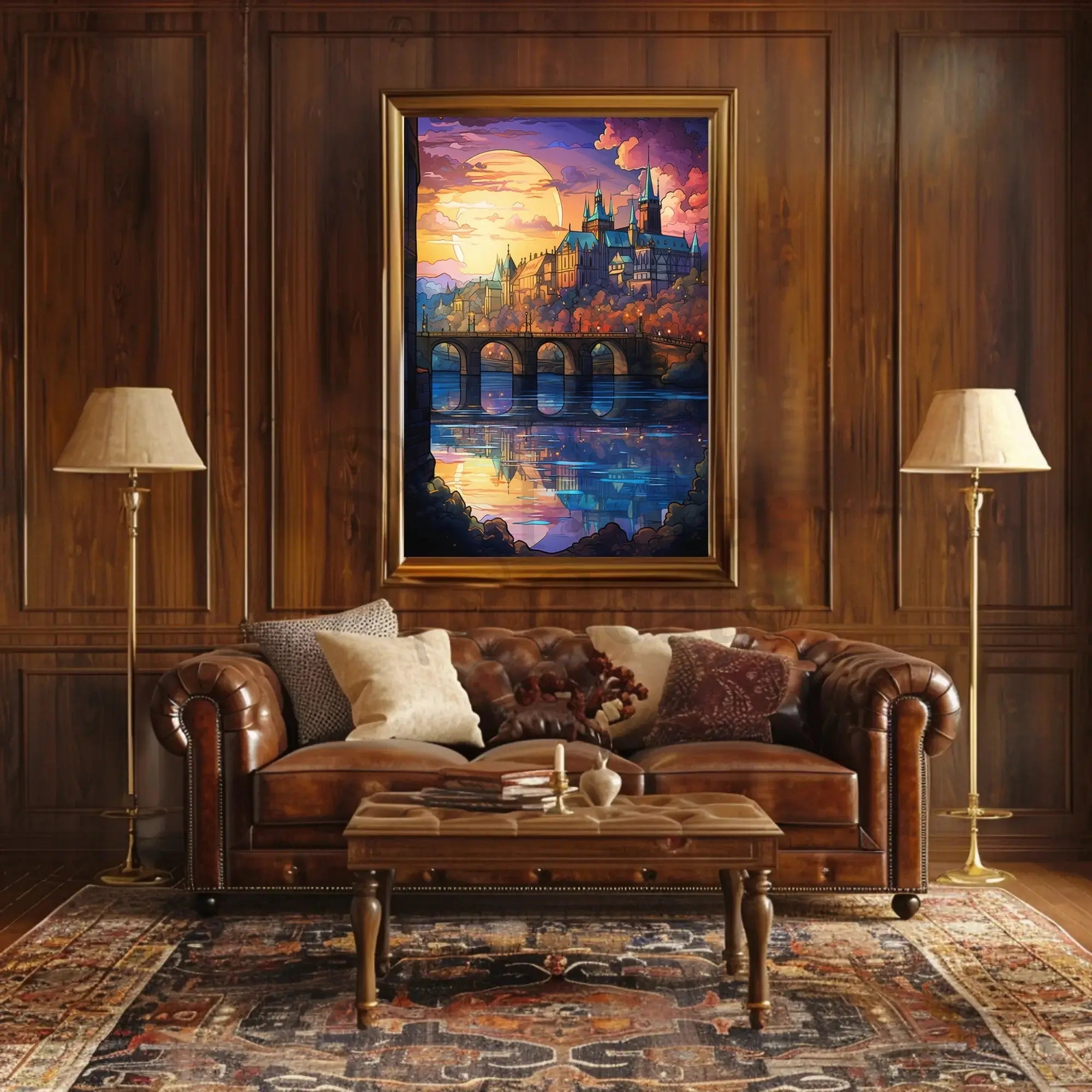 Enchanted Cityscape at Sunset Artistic Poster PosterGoat