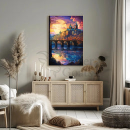 Enchanted Cityscape at Sunset Artistic Poster PosterGoat